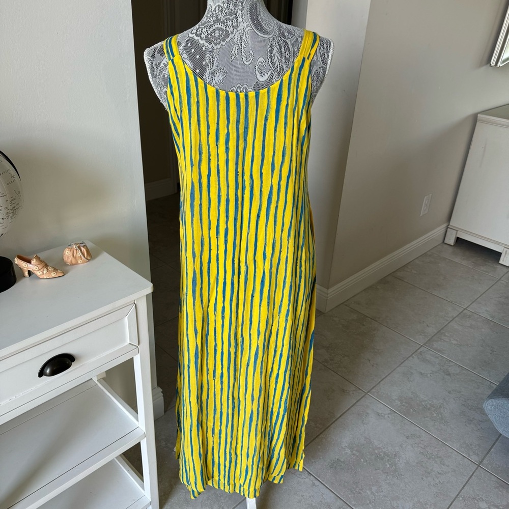 Animale Yellow and Teal Striped Sleeveless Maxi Dress
